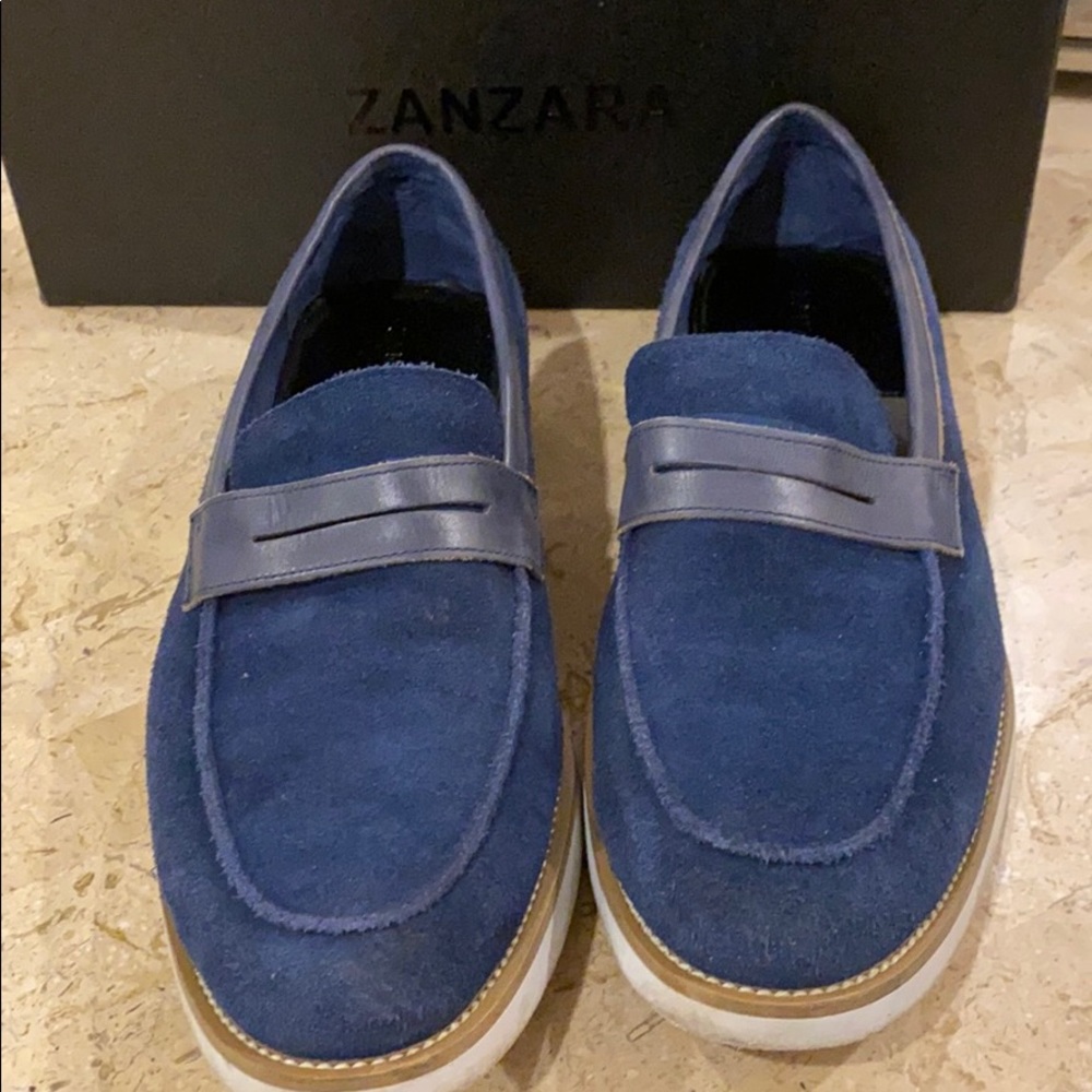 Zanzara Navy Blue Suade Men’s Loafer - Picture 2 of 11